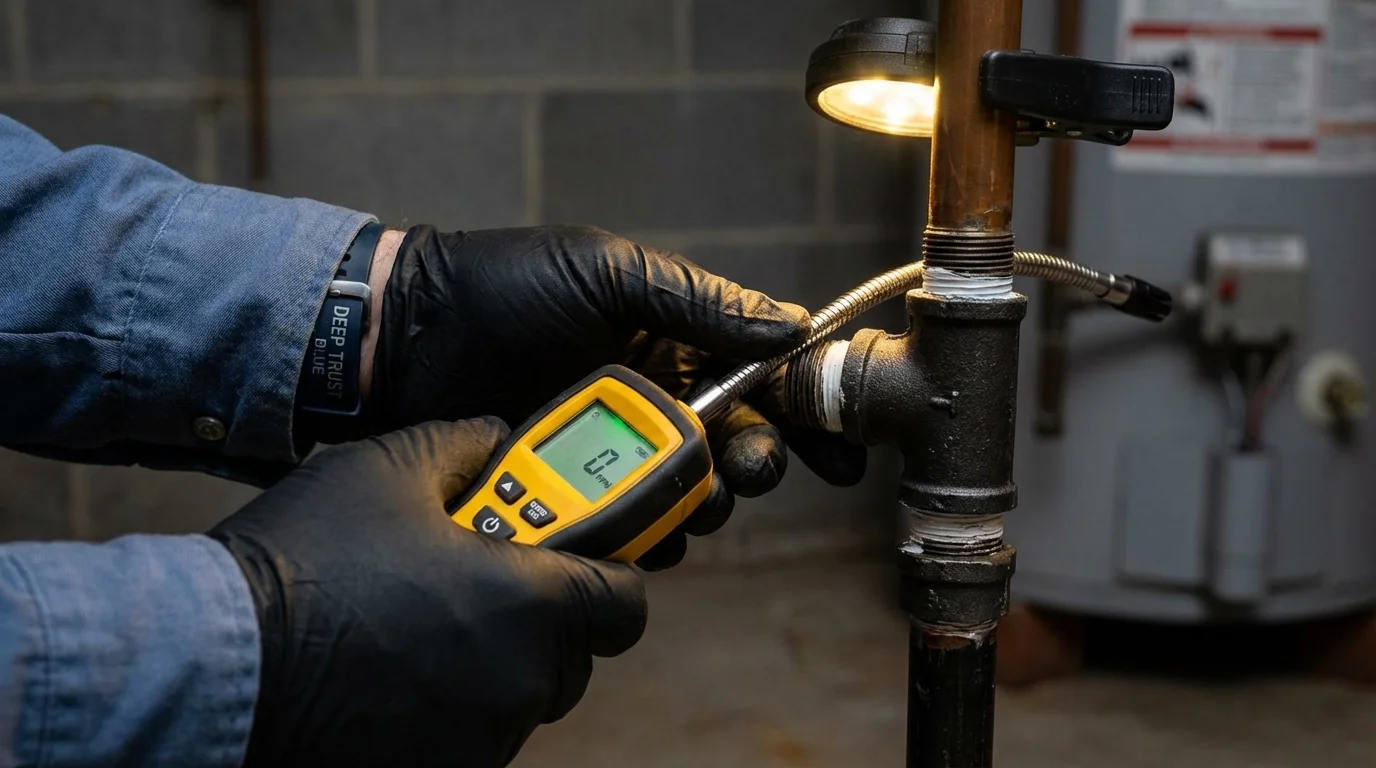 Gas leak detection with electronic sniffer by Johns Plumbing LLC in East Hanover