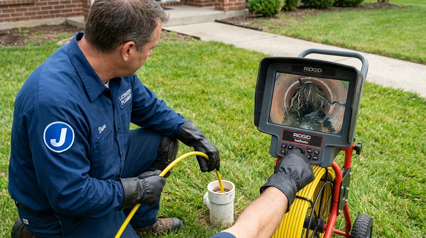 Sewer camera inspection being performed by Johns Plumbing LLC in East Hanover