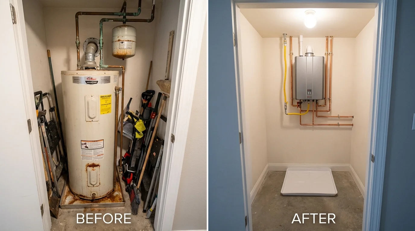 Tank water heater versus wall-mounted tankless unit comparison for East Hanover, NJ homeowners